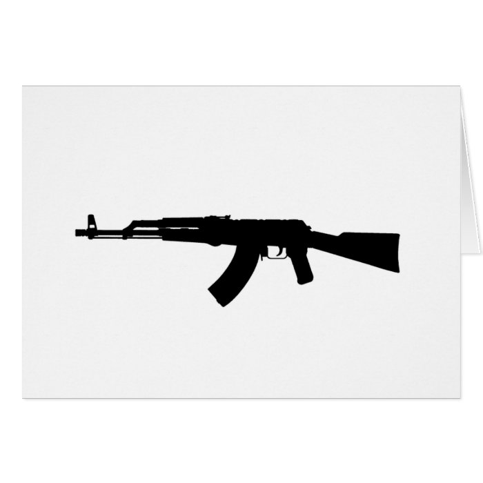 AK 47 Silhouette Greeting Cards