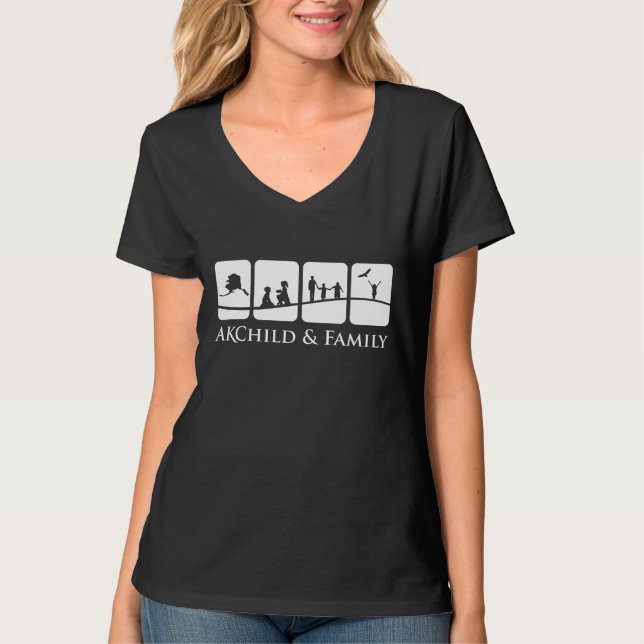 AK Child & Family Women's V-Neck Tee (Black) (Front)