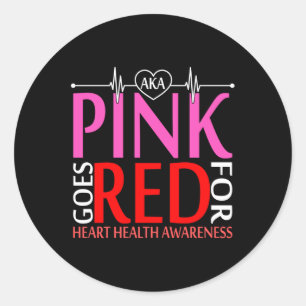 Aka Pink Goes Red For Heart Health Awareness Long Classic Round Sticker