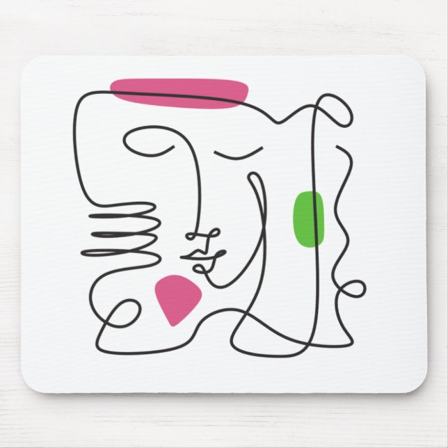 AKA Pink & Green Line Art Mouse Pad (Front)