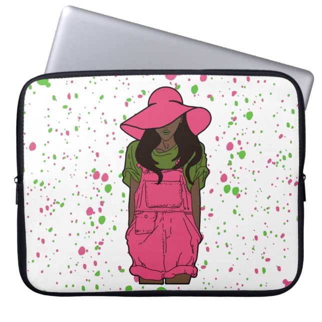 AKA Pink & Green Watercolor  Laptop Sleeve (Front)