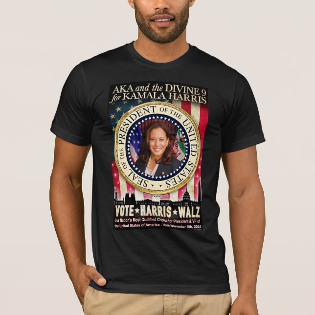 AKA & the Divine Nine for Kamala Harris T-Shirt (Front)