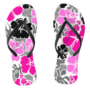 Akahai Hawaiian Hibiscus Tropical Floral Flip Flops