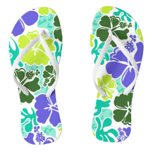 Akahai Hawaiian Hibiscus Tropical Floral Flip Flops