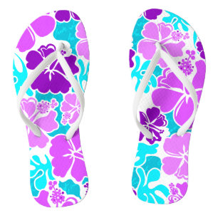 Akahai Hawaiian Hibiscus Tropical Floral Flip Flops