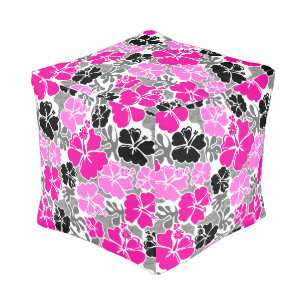Akahai Hawaiian Hibiscus Tropical Floral Pouf