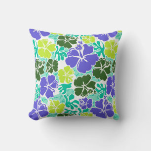 Akahai Hawaiian Hibiscus Tropical Floral Throw Pillow