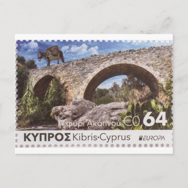 Akapnou medieval bridge stamp Europa postcard (Front)