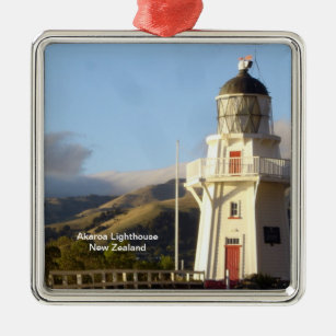 Akaroa Lighthouse, New Zealand Metal Ornament