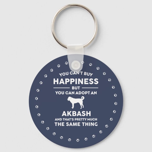 Akbash dog breed adoption happiness keychain (Front)