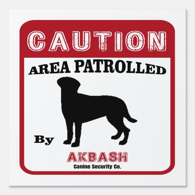 Akbash Dog Warning Red Funny Sign (Front)