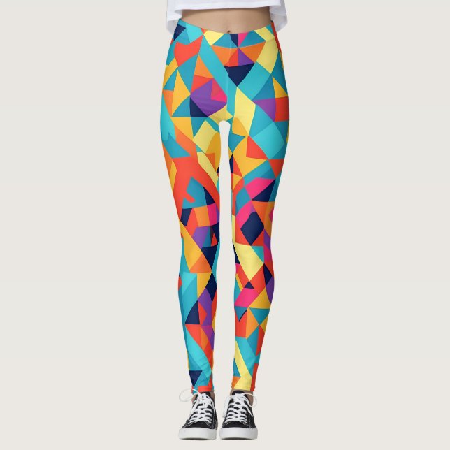 Akbash Geometric Colorful Personalized Pattern Leggings (Front)