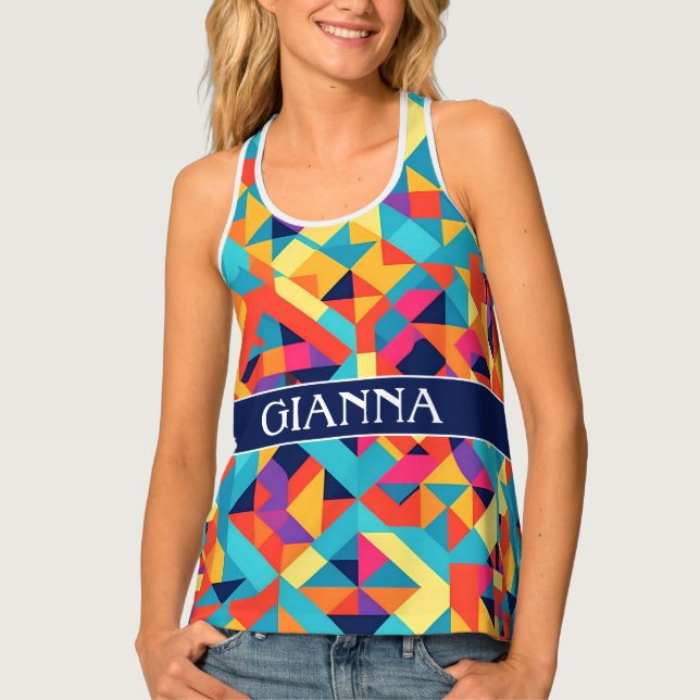 Akbash Geometric Colorful Personalized Pattern Tank Top (Front)