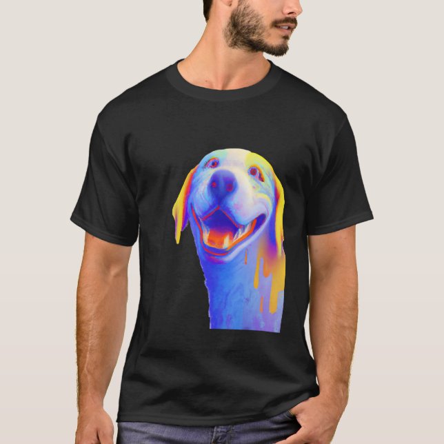 Akbash puppy brightly colored dog portrait T-Shirt (Front)