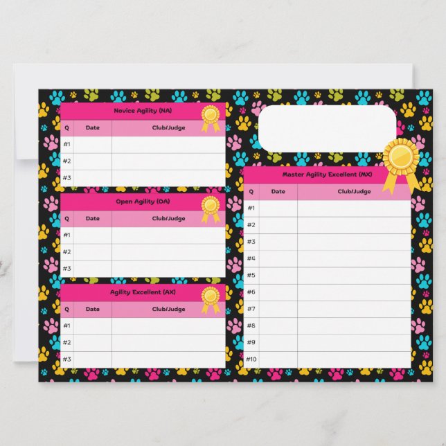 AKC Standard Agility Master Title Tracker Card (Front)