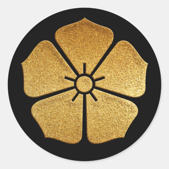 Akechi Kamon Toki Kikyo in Gold Classic Round Sticker (Front)