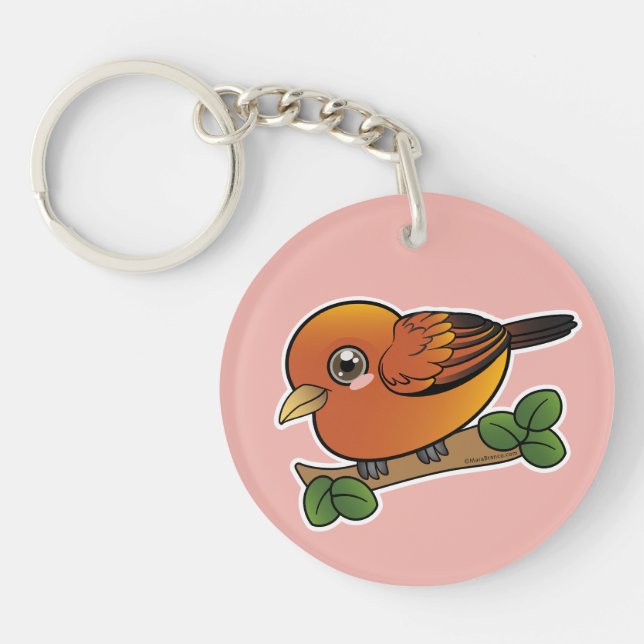 Akepa Hawaii Forest Bird  Keychain (Front)