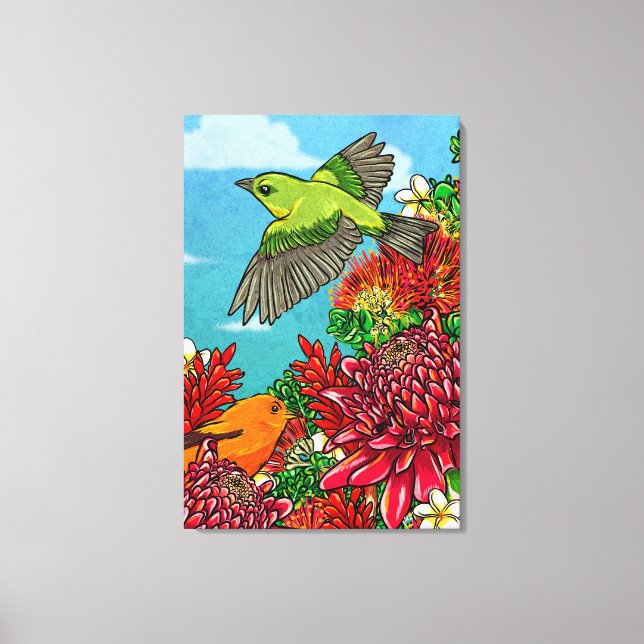 Akepa O' Hawaii 24x36 Large Canvas Art Print (Front)