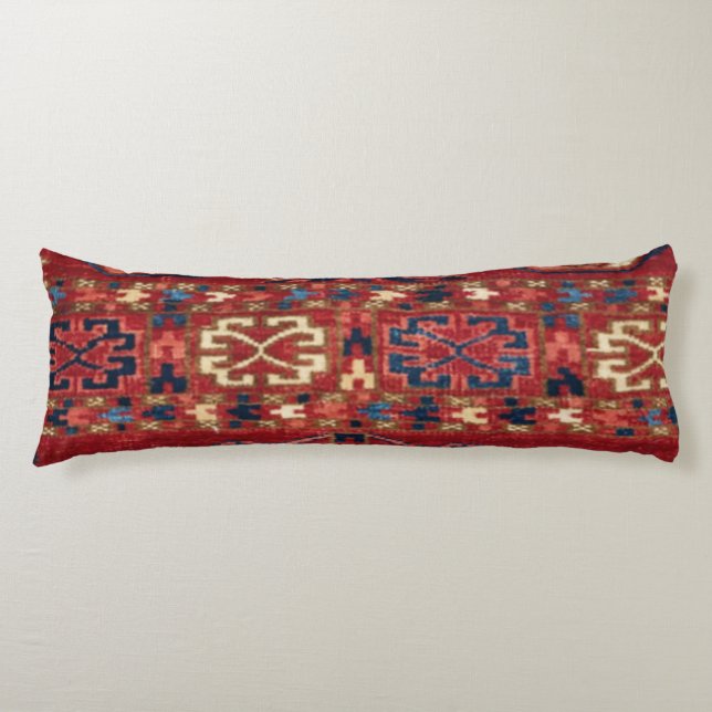 Akhal Oasis Red Band Blue Star Medallion  Body Pillow (Front)