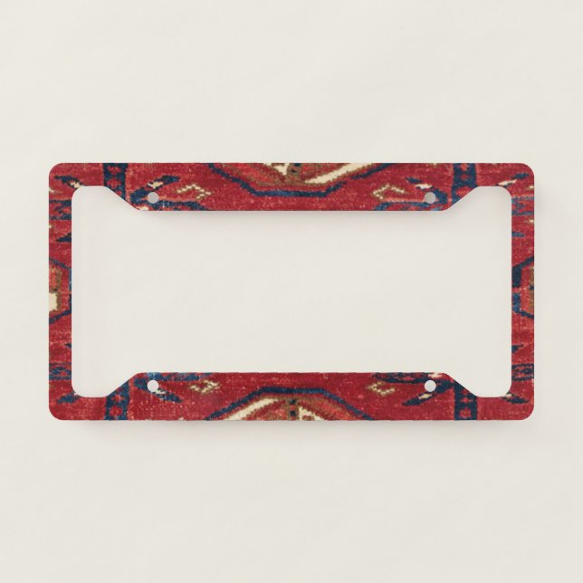 Akhal Oasis Red Stars Blue Star Medallion  License Plate Frame (Front)