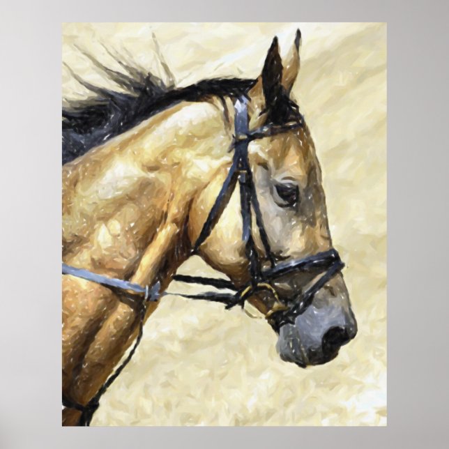 Akhal-Teke Horse Portrait Poster Print (Front)