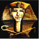 Akhenaten pin / badge statuette<br><div class="desc">With this Akhenaten amulet pin watching over you,  you're sure to have bad influences kept at bay and have good fortune come your way! Akhenaten holding flail and crook. Pharaoh of ancient Egypt,  land of the Nile.</div>