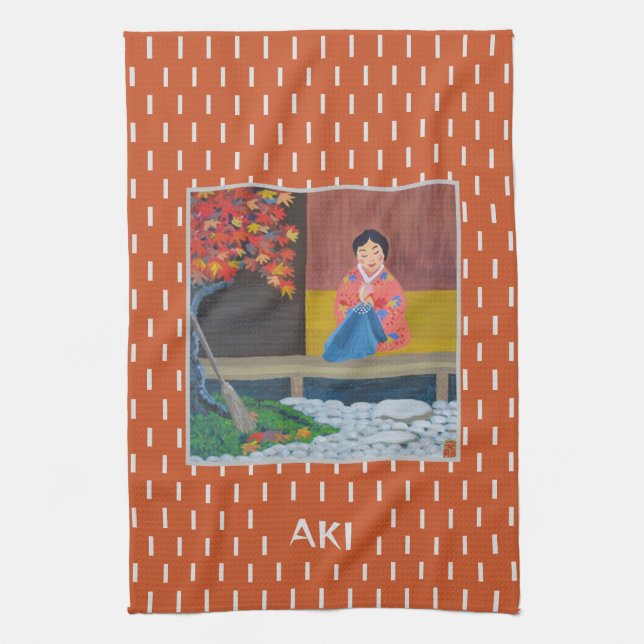 Aki Japanese Autumn season Art Kitchen Towel (Vertical)