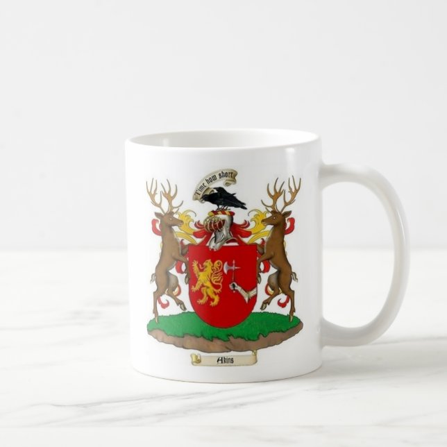 Akins Clan Crest & Coat of Arms Ceramic Coffee Mug (Right)