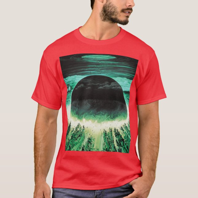 Akira cyberpunk city eplosion poster b1 green caes T-Shirt (Front)