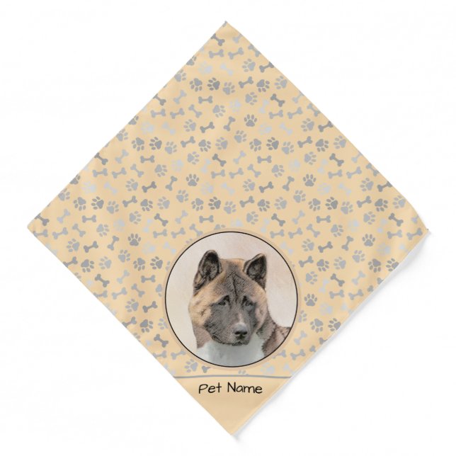 Akita American Japanese Inu Sable Painting Dog Art Bandana (Front)