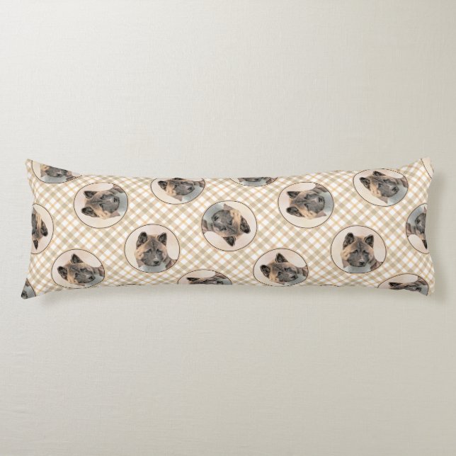 Akita American Japanese Inu Sable Painting Dog Art Body Pillow (Front)