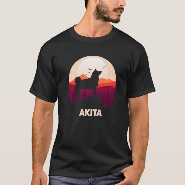 Akita and Moon Halloween  1 T-Shirt (Front)