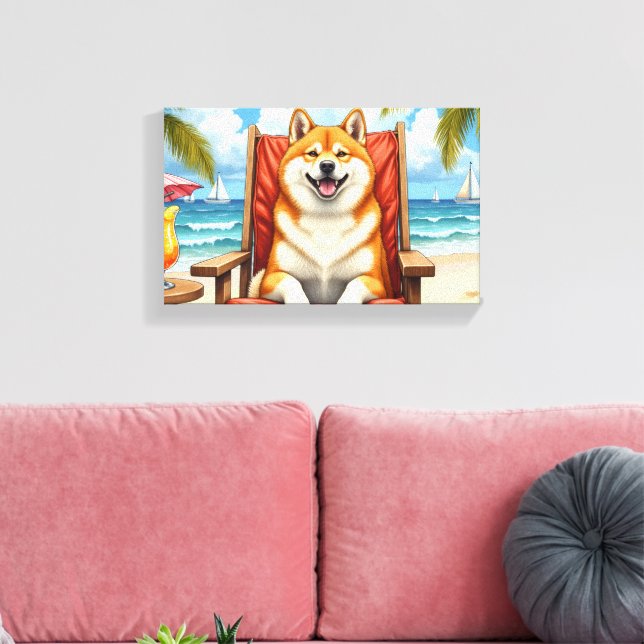 Akita Beach Relaxation Scene Canvas Print (Insitu(LivingRoom))