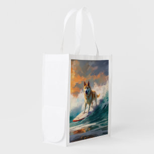 Akita Beach Surfing Painting Grocery Bag