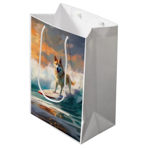 Akita Beach Surfing Painting Medium Gift Bag
