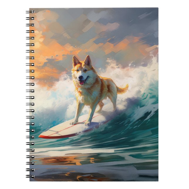 Akita Beach Surfing Painting Notebook (Front)