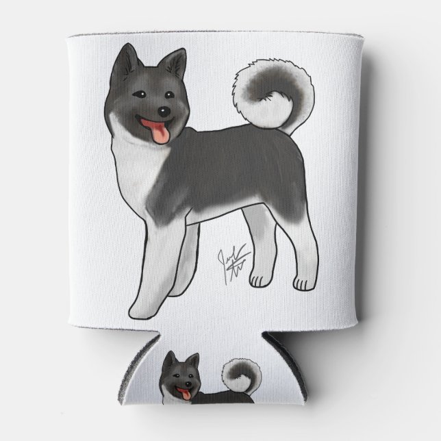 Akita - Black and White Can Cooler (Front)