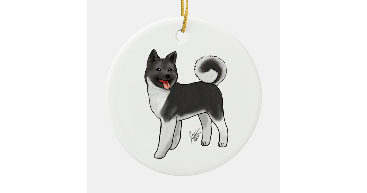 Akita - Black and white Ornament | Zazzle