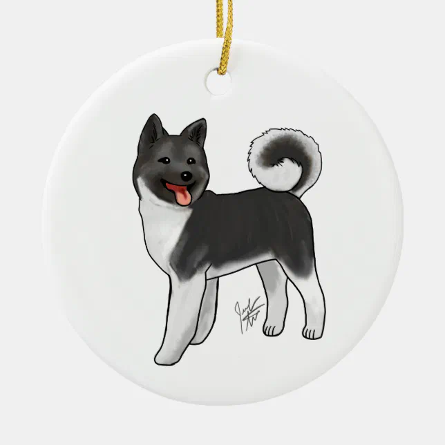 Akita - Black and white Ornament | Zazzle