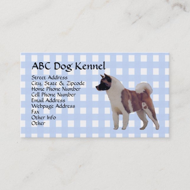 Akita Blue Gingham Business Card (Front)