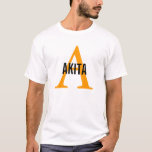 Akita Breed Monogram Design T-Shirt