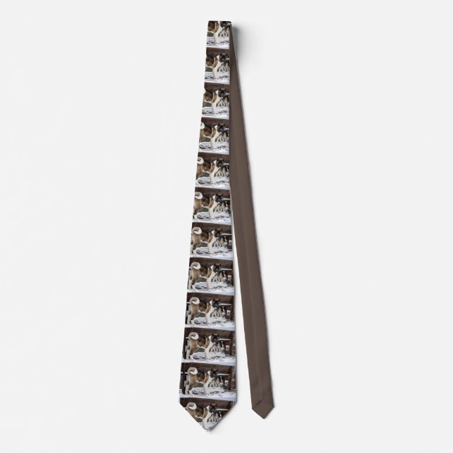 akita brown black overlay full neck tie (Front)