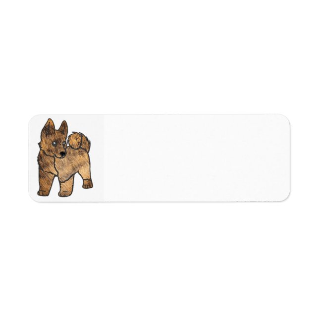 akita brown brindle fur cartoon label (Front)