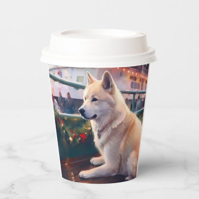 Akita Christmas Cruise: Pawsome Holiday Delight Paper Cups (Front)
