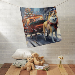 Akita Christmas Festive Season Baby Blanket