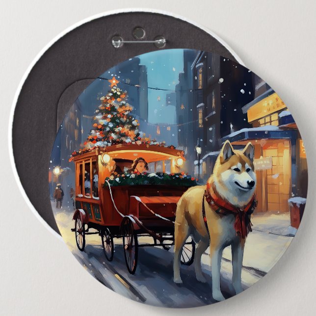 Akita Christmas Festive Season Button (Front & Back)