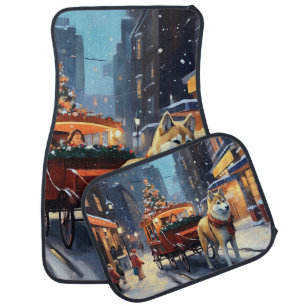 Akita Christmas Festive Season Car Floor Mat
