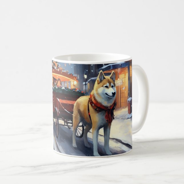 Akita Christmas Festive Season Coffee Mug (Front Right)