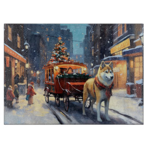 Akita Christmas Festive Season Cutting Board