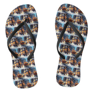Akita Christmas Festive Season Flip Flops